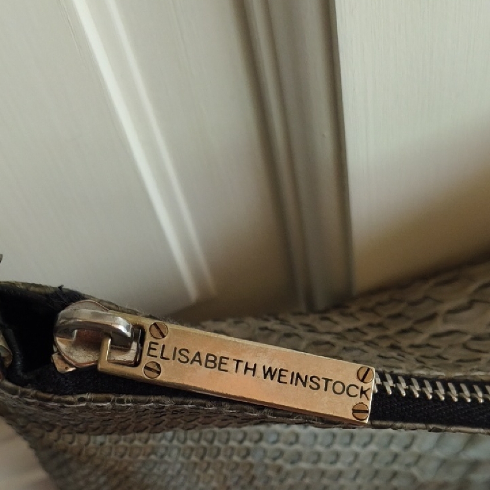Elisabeth Weinstock Grey Toyko Snakeskin Crossbody Bag / fold over clutch - Picture 4 of 12